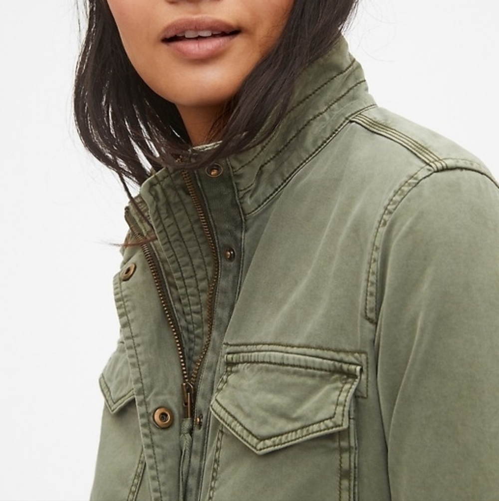 Gap Army Green Garment-Dyed Utility Cargo Jacket Size Small - Picture 4 of 14